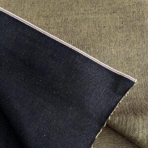 11.6oz Stretch Selvedge Denim Fabric Manufacturers Weft Yarns Dark Yellow Raw Denim Material W2201274